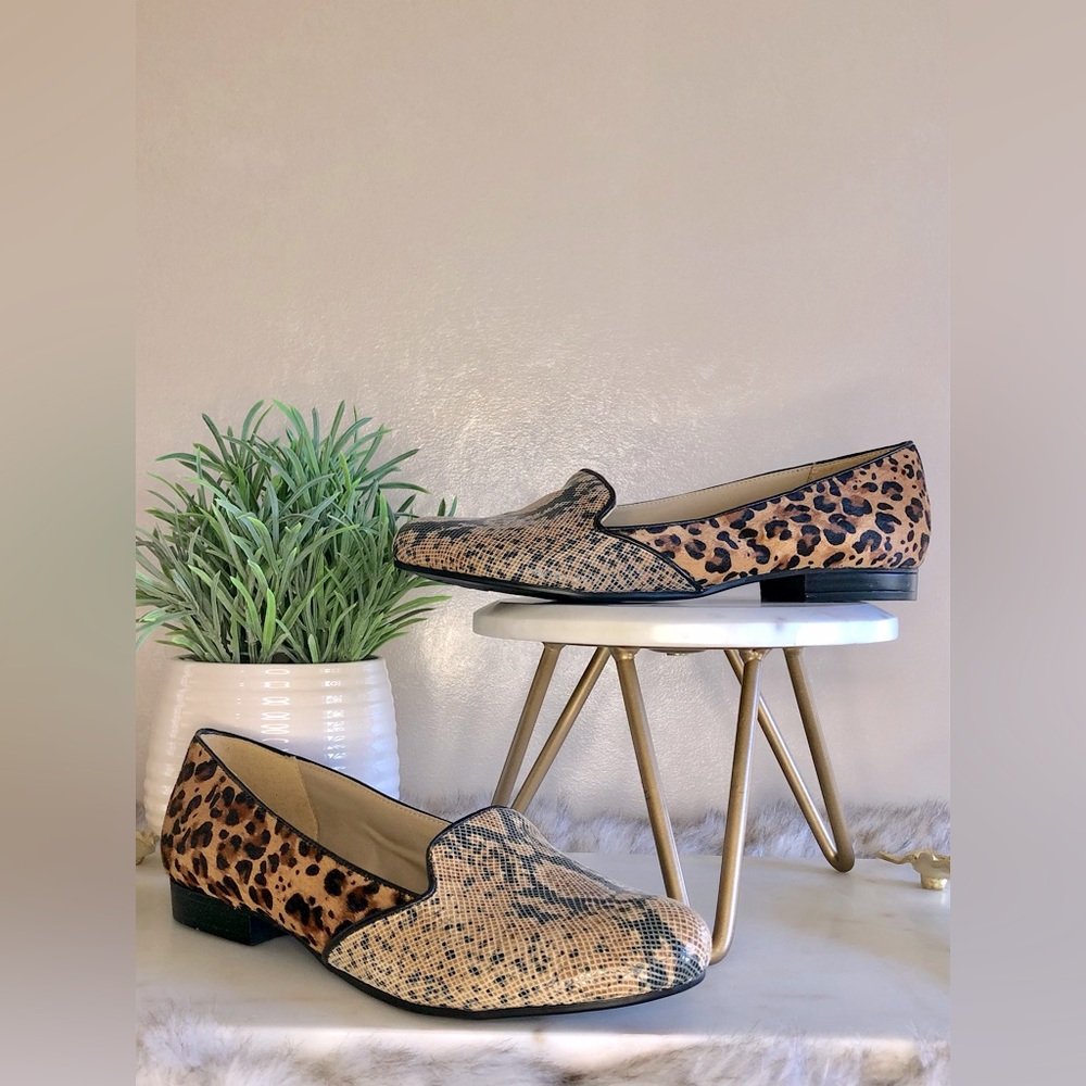 NWOT Bromstad for Naturalizer Leather Leopard & Snakeskin Print Loafer Flats 7.5